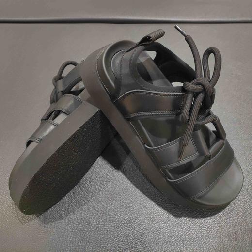 lfgj jeans br404 夏季黑色凉鞋女罗马复古露趾时尚凉拖鞋真皮 商品图8