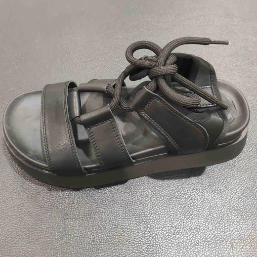 lfgj jeans br404 夏季黑色凉鞋女罗马复古露趾时尚凉拖鞋真皮 商品图7