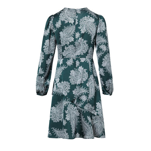 VIMAGE纬漫纪春季新款洋气复古印花收腰A摆显瘦连衣裙女V1507117 商品图6