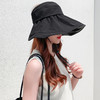 防晒帽女遮脸防紫外线大帽檐可扎马尾帽子夏季黑胶遮阳空顶太阳帽 商品缩略图1