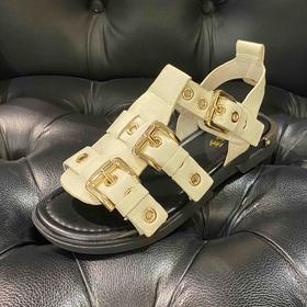 lfgj jeans BM003 夏季最新款真皮潮网红港风扣带凉鞋