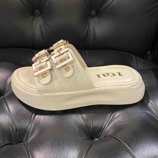 lfgj jeans BM004 厚底拖鞋夏季新款增高懒人外穿脚胖脚宽一字拖松糕防滑凉拖鞋 商品图1