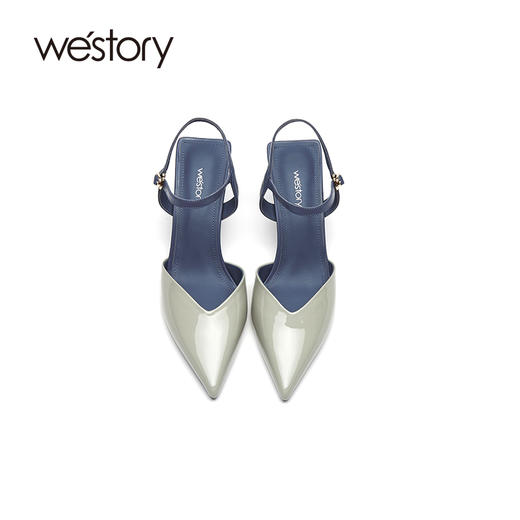westory女鞋2021年夏季新款尖头包头高跟鞋一字带凉鞋W21AH53691 商品图3