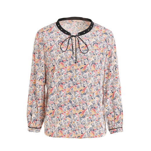 乔万尼夏季新款真丝衬衫清新减龄系带衬衣EI2C733 商品图4