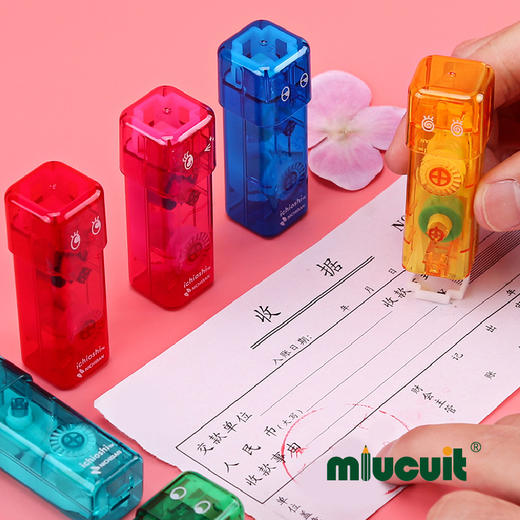 日本NICHIBAN印章按压式点点胶透明点状高精度双面胶高粘度发票收据财务办公用品黏贴定位粘合胶 商品图2