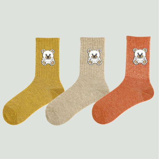 【19元6双】【5-7岁】小熊袜子卡通中筒袜女潮流街头百搭简约春夏薄袜【2113205】 商品图0