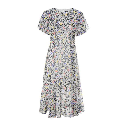 EITIE爱特爱夏季新款时尚洋气荷叶边镂空开叉印花连衣裙6207971 商品图4