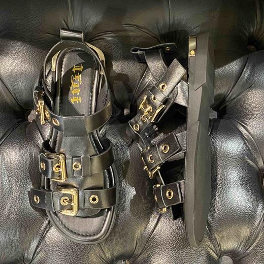 lfgj jeans BM003 夏季最新款真皮潮网红港风扣带凉鞋 商品图11