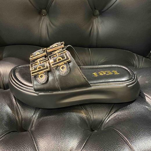 lfgj jeans BM004 厚底拖鞋夏季新款增高懒人外穿脚胖脚宽一字拖松糕防滑凉拖鞋 商品图7