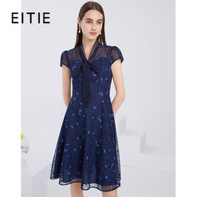 EITIE爱特爱夏季新款精致优雅镂空绣花蕾丝A字显瘦礼服连衣裙6277904