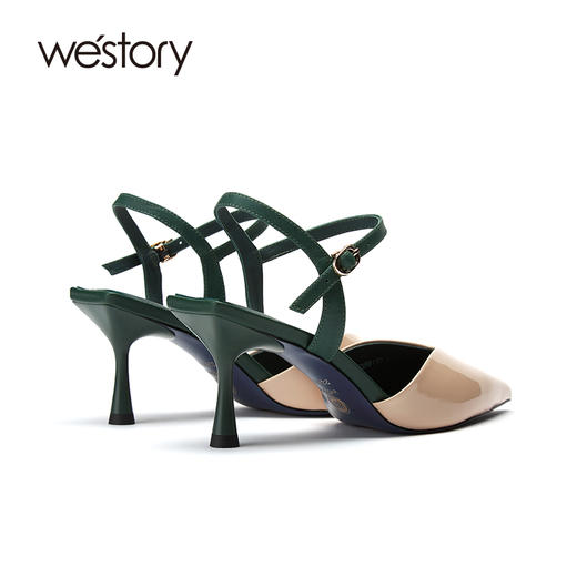 westory女鞋2021年夏季新款尖头包头高跟鞋一字带凉鞋W21AH53691 商品图2