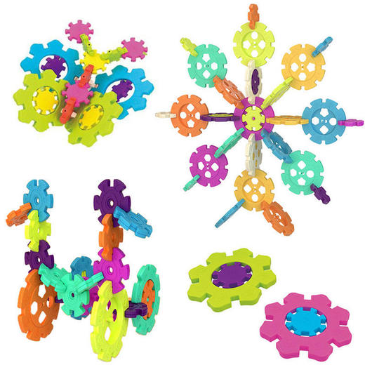 Sowow索沃水晶雪花片拼拼乐儿童拼插多种形状积木大颗粒桶装玩具 商品图3