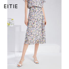 EITIE爱特爱夏季女装印花裙过膝半身裙6206910半裙