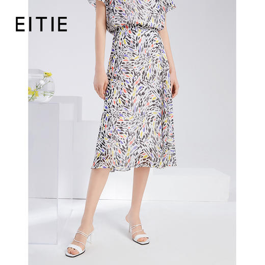 EITIE爱特爱夏季女装印花裙过膝半身裙6206910半裙 商品图0