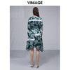 VIMAGE纬漫纪V领复古显瘦腰带撞色长袖连衣裙V1507118连衣裙V1507118 商品缩略图3