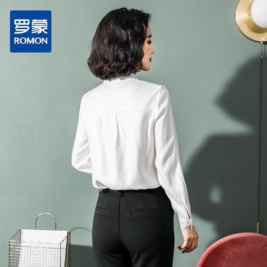 罗蒙衬衫女长袖春夏商务通勤修身纯色简约气质女衬衣 商品图6