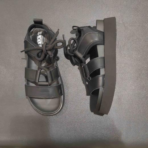 lfgj jeans br404 夏季黑色凉鞋女罗马复古露趾时尚凉拖鞋真皮 商品图9