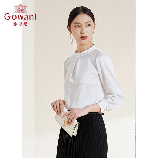 【三醋酸】乔万尼春季新款衬衫三醋酸缎面高端香槟色气质上衣EI1C929 商品图1