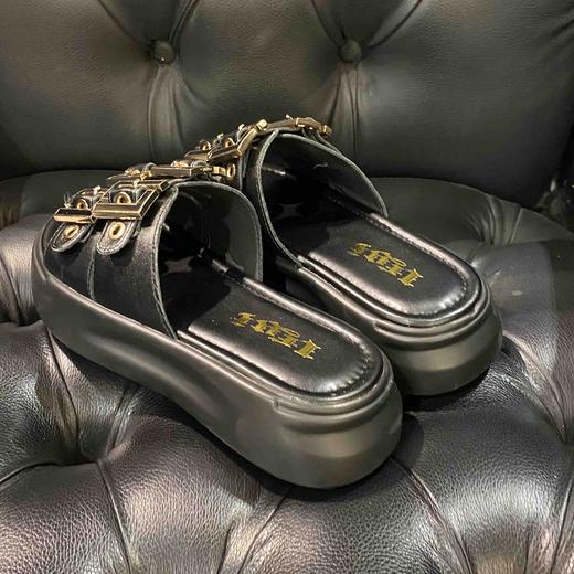 lfgj jeans BM004 厚底拖鞋夏季新款增高懒人外穿脚胖脚宽一字拖松糕防滑凉拖鞋 商品图9