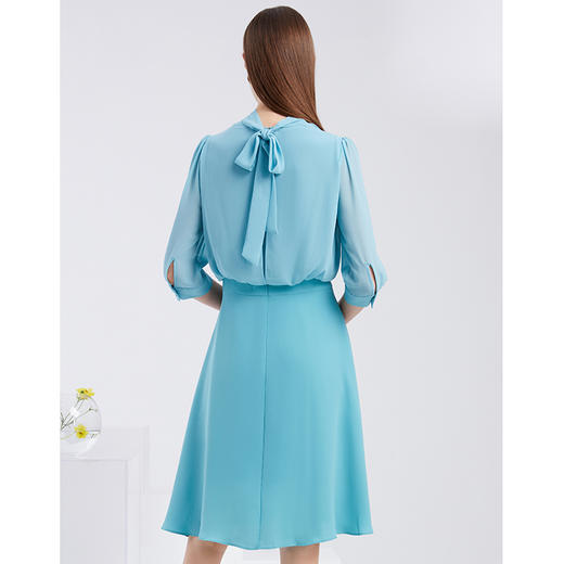 EITIE爱特爱夏季新款气质立领飘带收腰显瘦A字中袖连衣裙6207985 商品图4