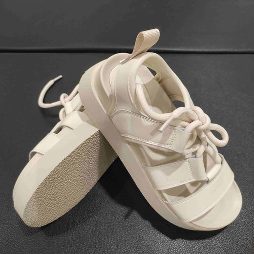 lfgj jeans br404 夏季黑色凉鞋女罗马复古露趾时尚凉拖鞋真皮 商品图2