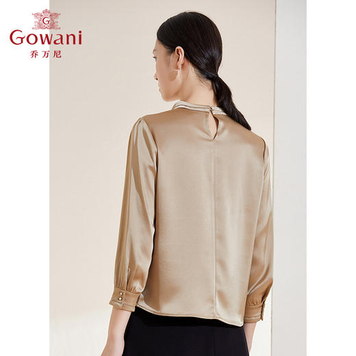【三醋酸】乔万尼春季新款衬衫三醋酸缎面高端香槟色气质上衣EI1C929 商品图3