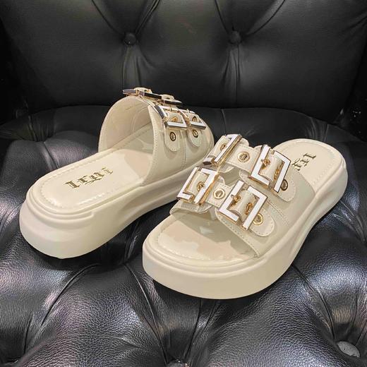 lfgj jeans BM004 厚底拖鞋夏季新款增高懒人外穿脚胖脚宽一字拖松糕防滑凉拖鞋 商品图2