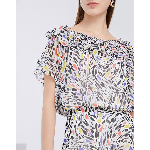 EITIE爱特爱春季百搭简约印花雪纺衫小上衣6213918 商品图3