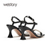 westory女鞋2021夏季新款真皮高跟鞋一字带凉鞋外穿S21BG15691 商品缩略图2