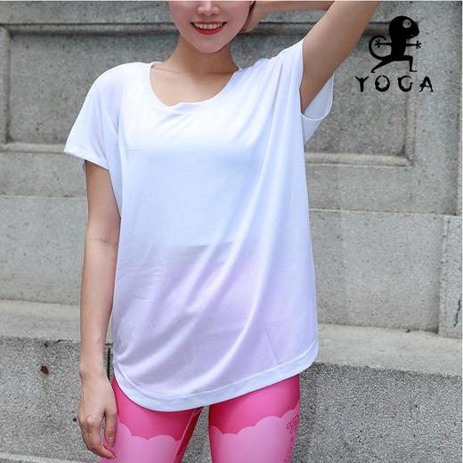 【现货秒发】壁虎瑜伽罩衫（涤纶-21SY002）宽松运动T恤（无胸垫） 商品图0