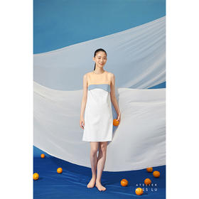 【风橙云】弧形撞色拼接软萌遮肉A字连衣裙/0000726