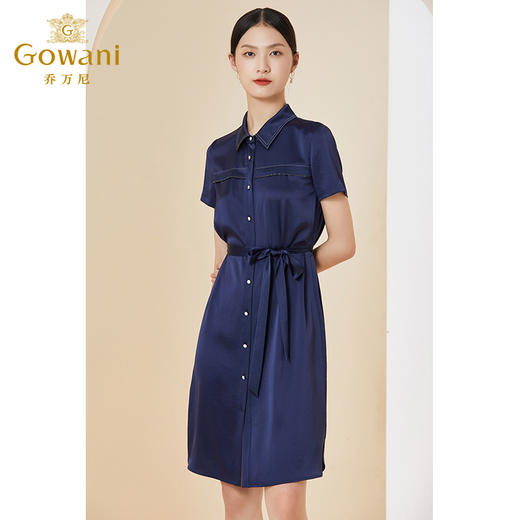 【三醋酸】乔万尼夏季新款进口三醋酸垂感连衣裙职场气质收腰EI2E755 商品图1