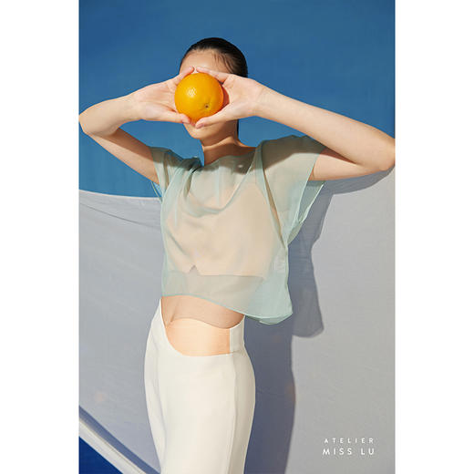 【绵沙冰】夏日防晒薄纱薄荷浅绿遮肉小上衣/00193 商品图1