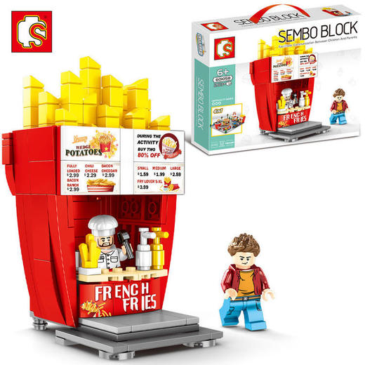 森宝积木街景系列汉堡可乐冰淇淋薯条儿童过家家拼装玩具 商品图3