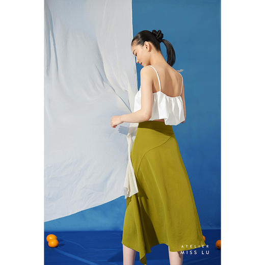 【月光星野】夏日清凉少女感压褶花苞纯白小吊带/00196 商品图2