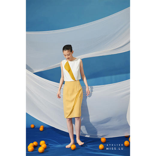 【烁】夏日温柔撞色层层拼纱阳光暖黄小背心/00192A 商品图0