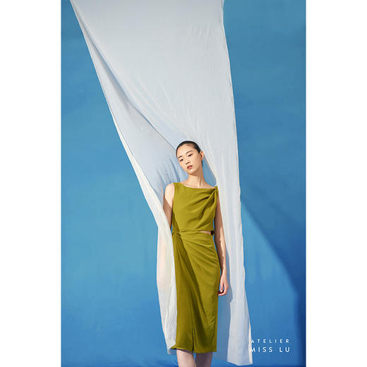 【小森】少女感腰间开口轻褶开叉立裁显瘦裹身裙/0000724 商品图3