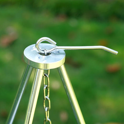 「户外露营营火三脚架」野营便携折叠烧烤架 铝合金3节套锅支架 篝火三角架 商品图2