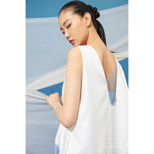 【云彩蒸汽机】少女感爱心撞色拼纱遮肉A字连衣裙/0000709 商品图3