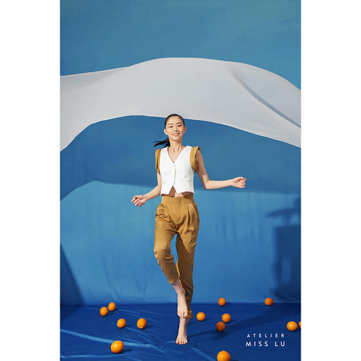 【木马】古铜黄撞色拼接卷袖遮肉百搭小马甲/00191A 商品图0