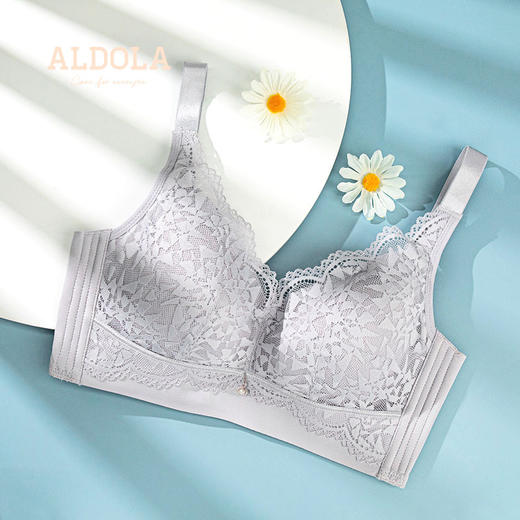 雅黛丽内衣薄款透气显胸小缩胸防下垂胸罩蕾丝无钢圈大码文胸 商品图0