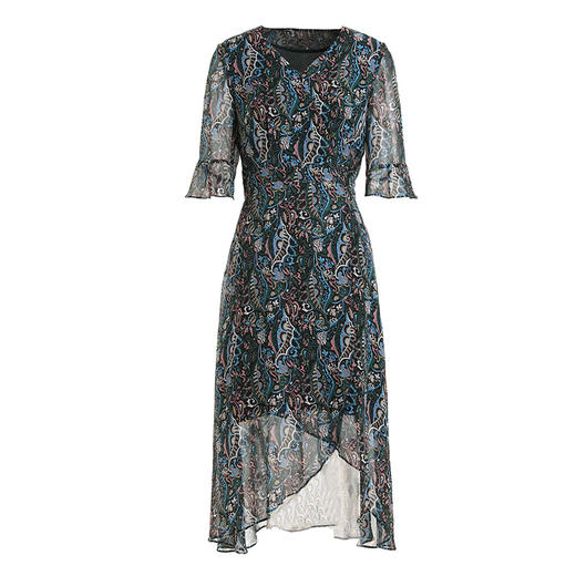 乔万尼夏季新款真丝桑蚕丝连衣裙金丝点缀高贵气质EI2E830 商品图4