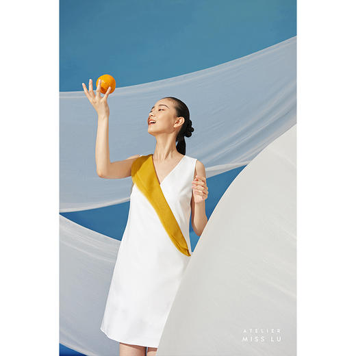 【云雀】少女感撞色层层拼纱阳光暖黄A字连衣裙/0000717A 商品图1