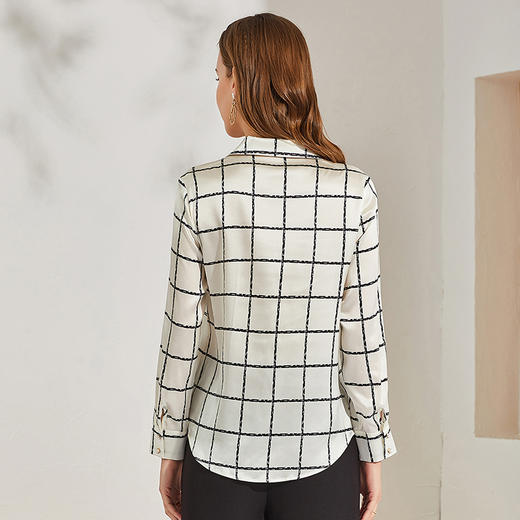 丁摩 大牌真丝衬衫女时尚印花桑蚕丝衬衫上衣Q121089-DW599 商品图5