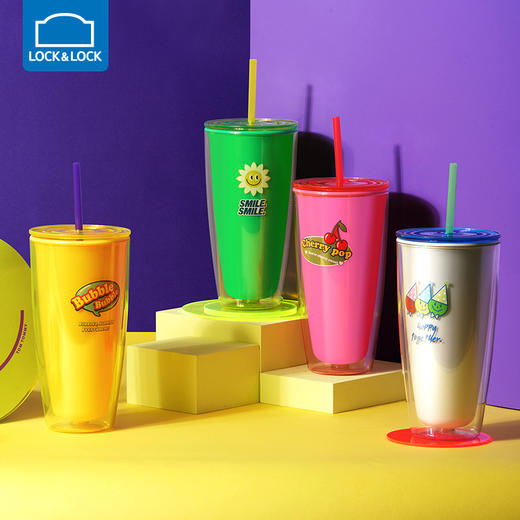 乐扣乐扣吸管杯ins风带吸管水杯女塑料杯子大人简约大容量奶茶男  HAP507 商品图2