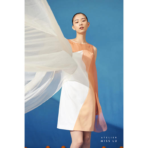 【橘子海】少女感多层拼纱撞色遮肉直筒连衣裙/0000715 商品图2