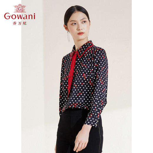 乔万尼新款真丝桑蚕丝长袖衬衣职场优雅EI2C829 商品图1