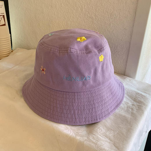 【六色可选】帽子女春秋季可爱花朵刺绣亲子渔夫帽韩版上衣防晒遮阳帽简约时尚盆帽 商品图6