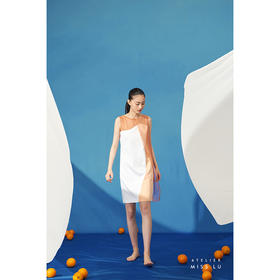 【橘子海】少女感多层拼纱撞色遮肉直筒连衣裙/0000715