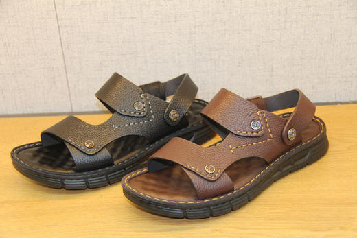 豪行夏季新款10255285真皮休闲沙滩鞋男士软底外穿凉鞋两用凉拖鞋 商品图2